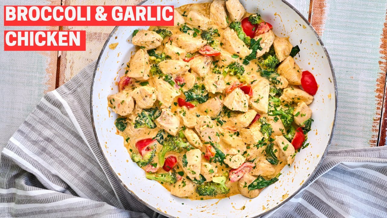 One-Pan Garlic Chicken with Broccoli and Spinach (20 Minute Recipe)